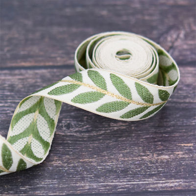 25 mm * 2y Jacquard Leaf Ribbon Eco Friendly Kerst Ribbon Bedraad