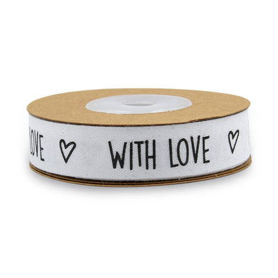 Op maat gedrukt katoen lint 15mm*10m Wit cadeau verpakkings lint