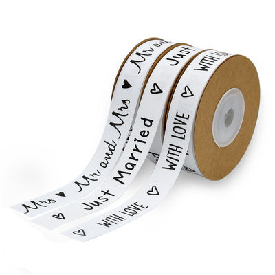 Op maat gedrukt katoen lint 15mm*10m Wit cadeau verpakkings lint