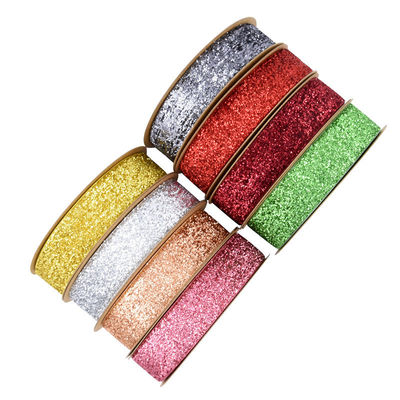25mm Glinster Glitter Velvet Ribbon Gekleurd Olijfolie Groen Velvet Ribbon