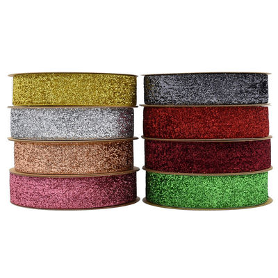 25mm Glinster Glitter Velvet Ribbon Gekleurd Olijfolie Groen Velvet Ribbon
