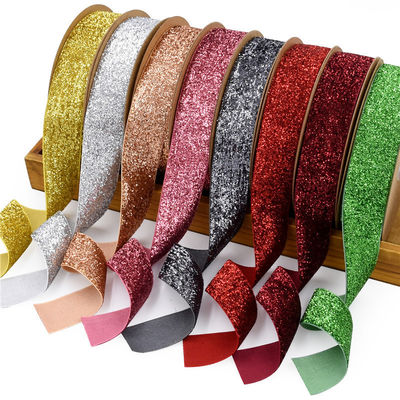 25mm Glinster Glitter Velvet Ribbon Gekleurd Olijfolie Groen Velvet Ribbon