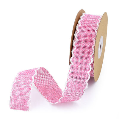 25mm * 10y Burlap Ribbon Rolls Weave Edge 2.5cm Burlap Trim By The Yard