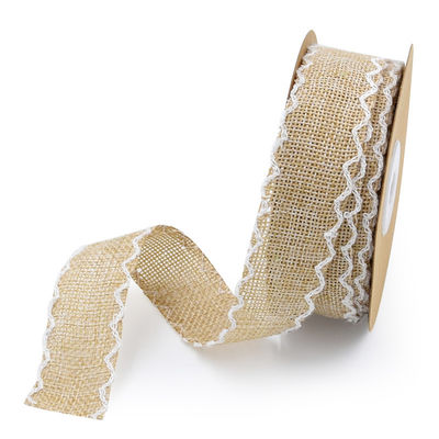 25mm * 10y Burlap Ribbon Rolls Weave Edge 2.5cm Burlap Trim By The Yard