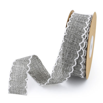 25mm * 10y Burlap Ribbon Rolls Weave Edge 2.5cm Burlap Trim By The Yard