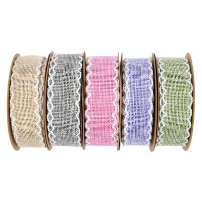 25mm * 10y Burlap Ribbon Rolls Weave Edge 2.5cm Burlap Trim By The Yard
