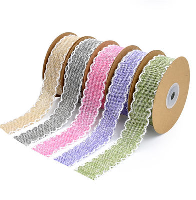 25mm * 10y Burlap Ribbon Rolls Weave Edge 2.5cm Burlap Trim By The Yard