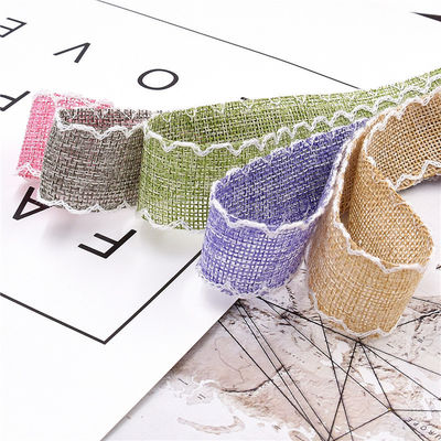 25mm * 10y Burlap Ribbon Rolls Weave Edge 2.5cm Burlap Trim By The Yard