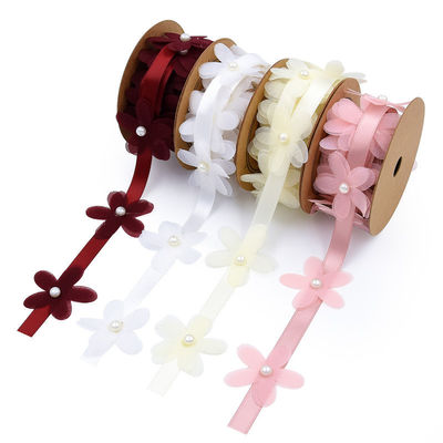 40mm*2m Polyester Flower Ribbon Trim