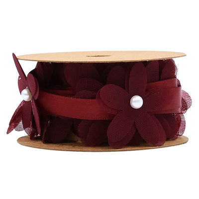 40mm*2m Polyester Flower Ribbon Trim