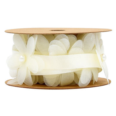 40mm*2m Polyester Flower Ribbon Trim