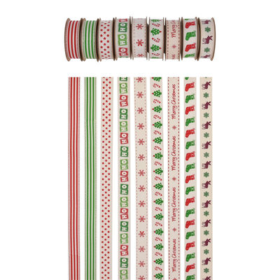 15 mm * 3y kerstcadeau lint gedrukt wit katoen lint voor cadeautjes