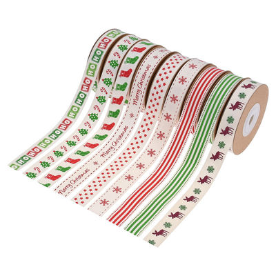 15 mm * 3y kerstcadeau lint gedrukt wit katoen lint voor cadeautjes