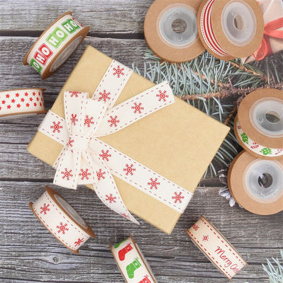 15 mm * 3y kerstcadeau lint gedrukt wit katoen lint voor cadeautjes