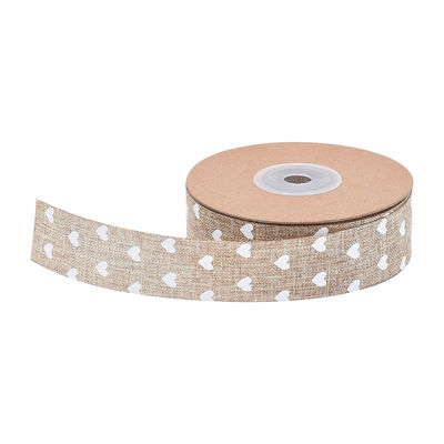 25mm*10y Printed Burlap Ribbon Custom Printed Ribbon By The Yard