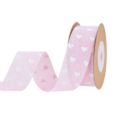 25mm*10y Printed Burlap Ribbon Custom Printed Ribbon By The Yard