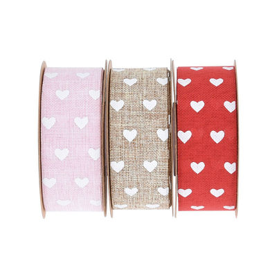 25mm*10y Printed Burlap Ribbon Custom Printed Ribbon By The Yard