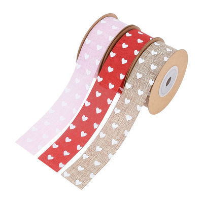 25mm*10y Printed Burlap Ribbon Custom Printed Ribbon By The Yard