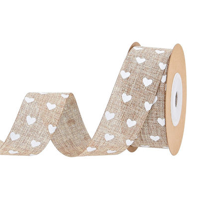 25mm*10y Printed Burlap Ribbon Custom Printed Ribbon By The Yard