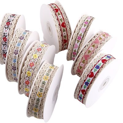 2.5cm kanten van kanten van floroal jacquard lint cadeau verpakking polyester lint voor verpakking