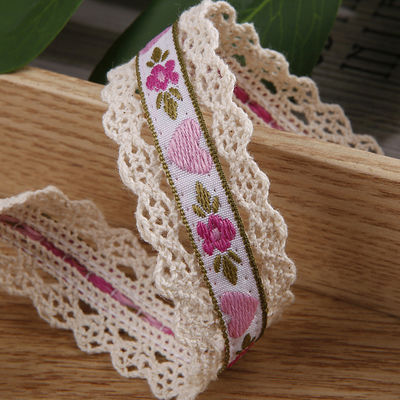 2.5cm kanten van kanten van floroal jacquard lint cadeau verpakking polyester lint voor verpakking