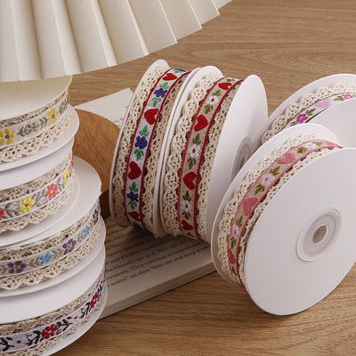 2.5cm kanten van kanten van floroal jacquard lint cadeau verpakking polyester lint voor verpakking