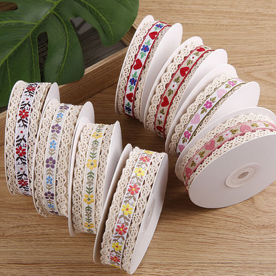 2.5cm kanten van kanten van floroal jacquard lint cadeau verpakking polyester lint voor verpakking