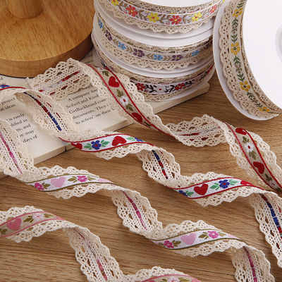 2.5cm kanten van kanten van floroal jacquard lint cadeau verpakking polyester lint voor verpakking