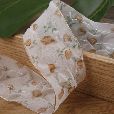 40mm 50mm Organza Ribbon met Flower Print Polyester Ribbon OEM Eco Friendly