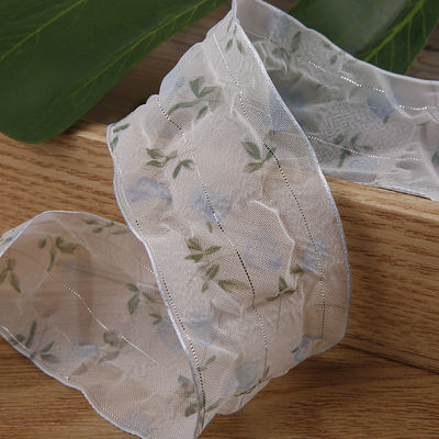 40mm 50mm Organza Ribbon met Flower Print Polyester Ribbon OEM Eco Friendly