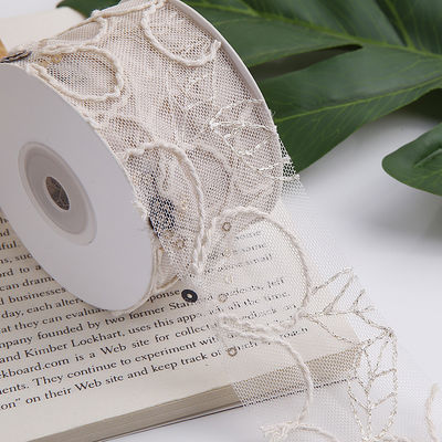 50mm Glinster Polyester Mesh Ribbon met Flower Jacquard Ribbon
