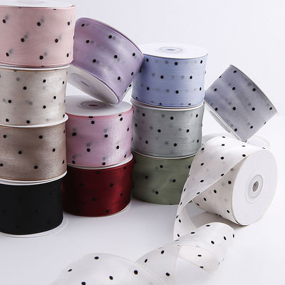 25 mm-50 mm organza lint met puntpatroon Printed Polyester Organza lint OEM Eco Friendly