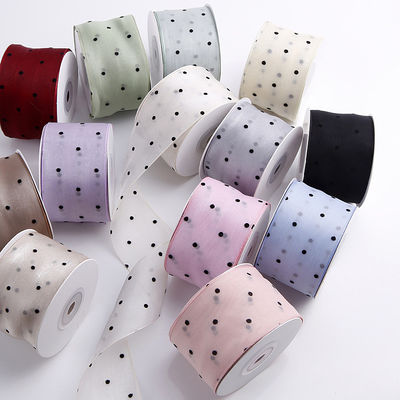 25 mm-50 mm organza lint met puntpatroon Printed Polyester Organza lint OEM Eco Friendly