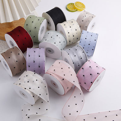 25 mm-50 mm organza lint met puntpatroon Printed Polyester Organza lint OEM Eco Friendly