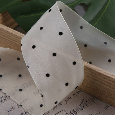 25 mm-50 mm organza lint met puntpatroon Printed Polyester Organza lint OEM Eco Friendly
