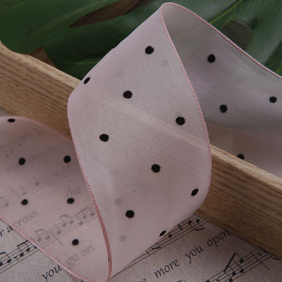 25 mm-50 mm organza lint met puntpatroon Printed Polyester Organza lint OEM Eco Friendly