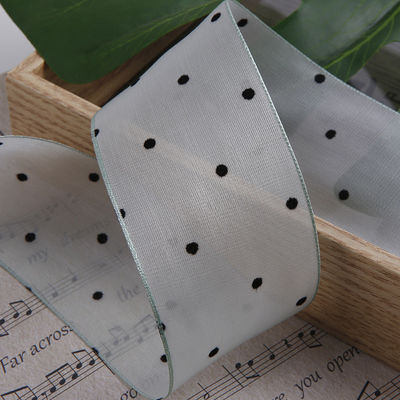 25 mm-50 mm organza lint met puntpatroon Printed Polyester Organza lint OEM Eco Friendly