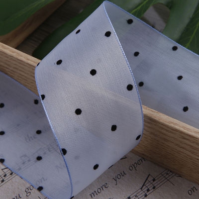 25 mm-50 mm organza lint met puntpatroon Printed Polyester Organza lint OEM Eco Friendly