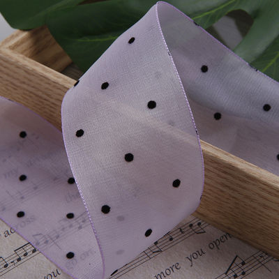 25 mm-50 mm organza lint met puntpatroon Printed Polyester Organza lint OEM Eco Friendly