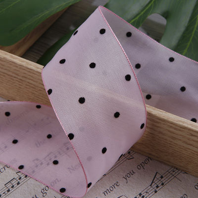 25 mm-50 mm organza lint met puntpatroon Printed Polyester Organza lint OEM Eco Friendly