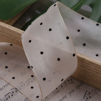 25 mm-50 mm organza lint met puntpatroon Printed Polyester Organza lint OEM Eco Friendly