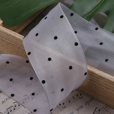 25 mm-50 mm organza lint met puntpatroon Printed Polyester Organza lint OEM Eco Friendly