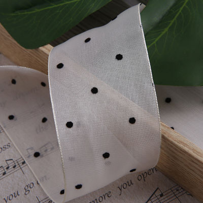 25 mm-50 mm organza lint met puntpatroon Printed Polyester Organza lint OEM Eco Friendly