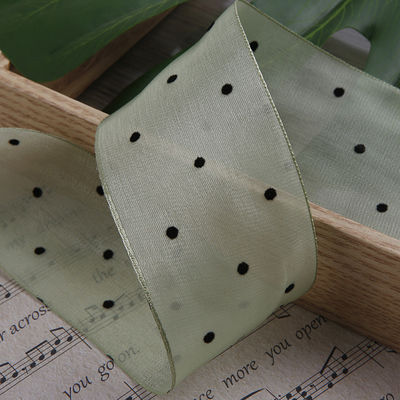 25 mm-50 mm organza lint met puntpatroon Printed Polyester Organza lint OEM Eco Friendly