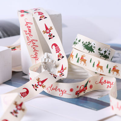 16mm*100y Gelukkig Kerstfeest Gedrukt Katoen Ribbon Op maat gemaakt Katoen Ribbon