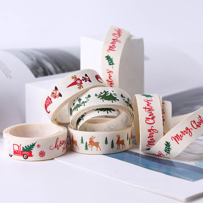16mm*100y Gelukkig Kerstfeest Gedrukt Katoen Ribbon Op maat gemaakt Katoen Ribbon