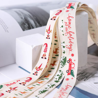 16mm*100y Gelukkig Kerstfeest Gedrukt Katoen Ribbon Op maat gemaakt Katoen Ribbon