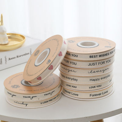 13mm logo katoen lint literair vers bloem boeket taart decoratie cadeau doos lint zelfstandig materiaal verpakkings lint