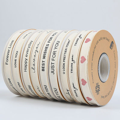 13mm Groothandel Logo Katoen lint Literatuur Stijl Bloemen Verpakking Geschenkdoos Decoratie Lint Taart Boeket
