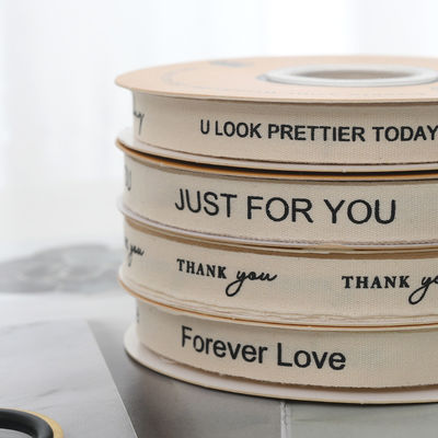 13mm Groothandel Logo Katoen lint Literatuur Stijl Bloemen Verpakking Geschenkdoos Decoratie Lint Taart Boeket